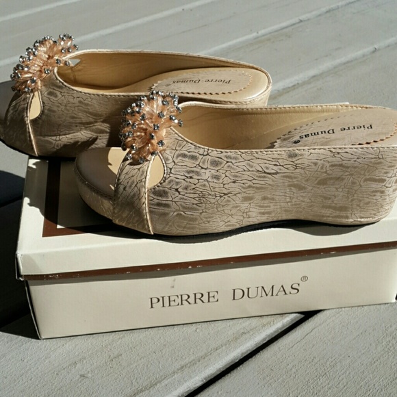 Pierre Dumas Beaded Accent Chunky Slip-on Wedges - Picture 11 of 16